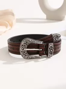 Thắt lưng khóa khắc hoa phong cách cao bồi miền Tây cho áo khoác và váy Boho Halloween - Nhiều màu - Xem 1