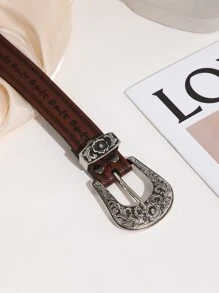 Thắt lưng khóa khắc hoa phong cách cao bồi miền Tây cho áo khoác và váy Boho Halloween - Nhiều màu - Xem 3