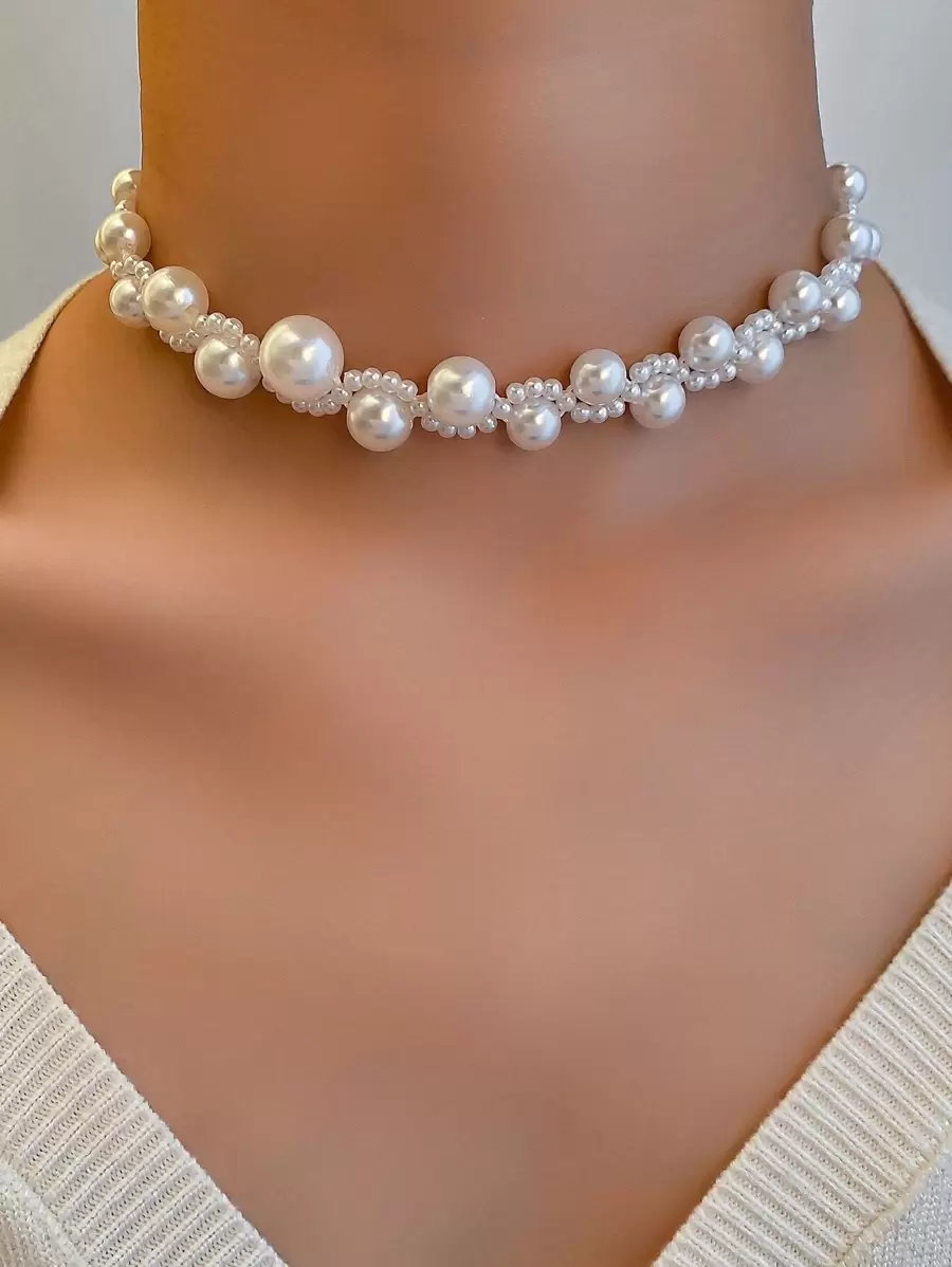 Andkiss Đồ trang trí Ngọc Trai giả Dây chuyền - trắng - Xem 1