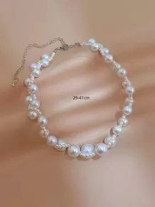 Andkiss Đồ trang trí Ngọc Trai giả Dây chuyền - trắng - Xem 4