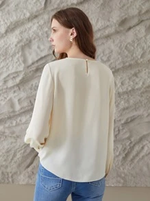 MOTF PREMIUM LACE INSERT TOP - Beige - View 3