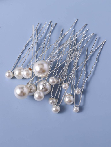 18pcs Faux Pearl Decor Bridal Elegant Hair Pin Boho Tiaras Valentine's Day Accessories,Wedding Hair Accessories