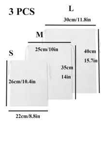 3pcs Travel Packing Bag, White PE Drawstring Storage Bag, Multifunction Shoes Storage Bag For Travel For Travel Storage Bag,Makeup Bag,Cosmetic Bag,Vacation Organizer,Large Capacity Makeup Organizer Makeup Case, For Lipstick, Brush, Skincare, Mobile Phone, Coin, Small Items, For Home,Gift,Vacation And Festival Halloween Christmas Multifunctional Use,Boho Vibes - White - View 3