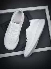 女士白色繫帶路跑步鞋,前桌旗 - 白色 - 查看 4