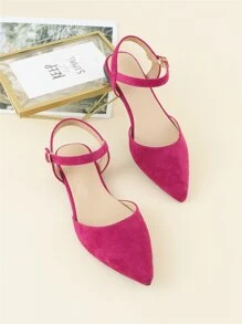 Zapatillas con tira tobillera minimalista sintética de punta - Rosa Fucsia - Ver 1