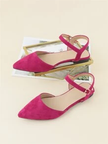 Zapatillas con tira tobillera minimalista sintética de punta - Rosa Fucsia - Ver 2