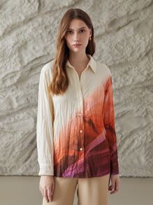 MOTF PREMIUM RETRO OMBRE SHIRT - Beige - View 5