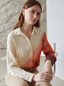 MOTF PREMIUM RETRO OMBRE SHIRT - Beige - View 10