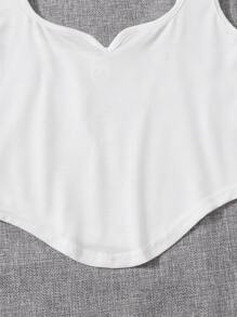 SHEIN Teen Girls Sweetheart Neck High Low Tank Top - White - View 3