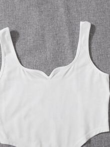 SHEIN Teen Girls Sweetheart Neck High Low Tank Top - White - View 4