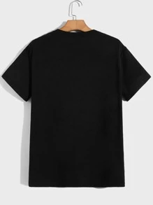 GENTILAND Men Geometric Elk Print Tee - Black - View 2