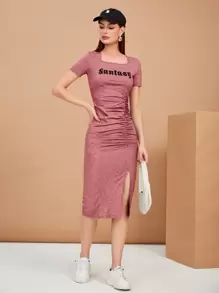 Seusyu Đầm Xù Tách cao Lá thư Giải trí - Bụi hồng - Xem 1