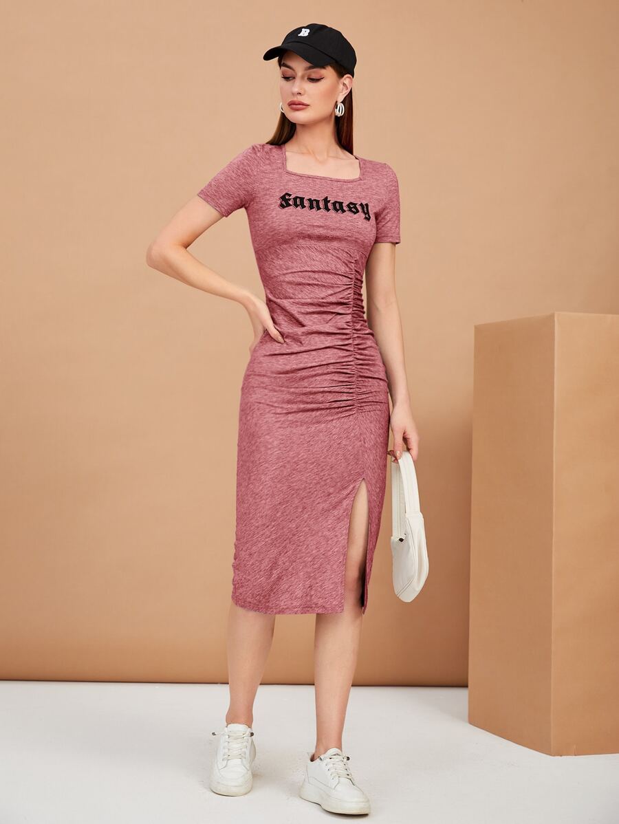 Seusyu Đầm Xù Tách cao Lá thư Giải trí - Bụi hồng - Xem 1