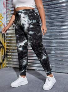 Muchica Plus Tie Dye Drawstring Waist Joggers - Multicolor - View 3