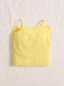 SHEIN Young Girl Bow Front Cami Top - Yellow - View 2