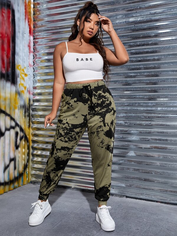 SHEIN Coolane Plus Tie Dye Drawstring Waist Sweatpants SHEIN USA