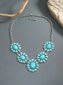 Collar con turquesa con diseño de flor - Multicolor - Ver 5