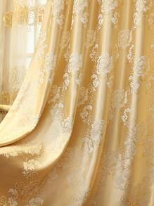 Cortina una sola pieza con patrón de flor - Dorado - Ver 2