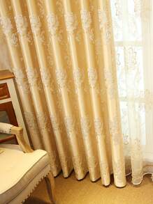 Cortina una sola pieza con patrón de flor - Dorado - Ver 5