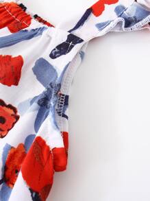 Bebé Pantalones con top con estampado floral ribete con fruncido con banda cabeza - Multicolor - Ver 4