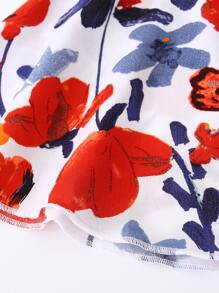 Bebé Pantalones con top con estampado floral ribete con fruncido con banda cabeza - Multicolor - Ver 5