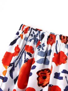 Bebé Pantalones con top con estampado floral ribete con fruncido con banda cabeza - Multicolor - Ver 6