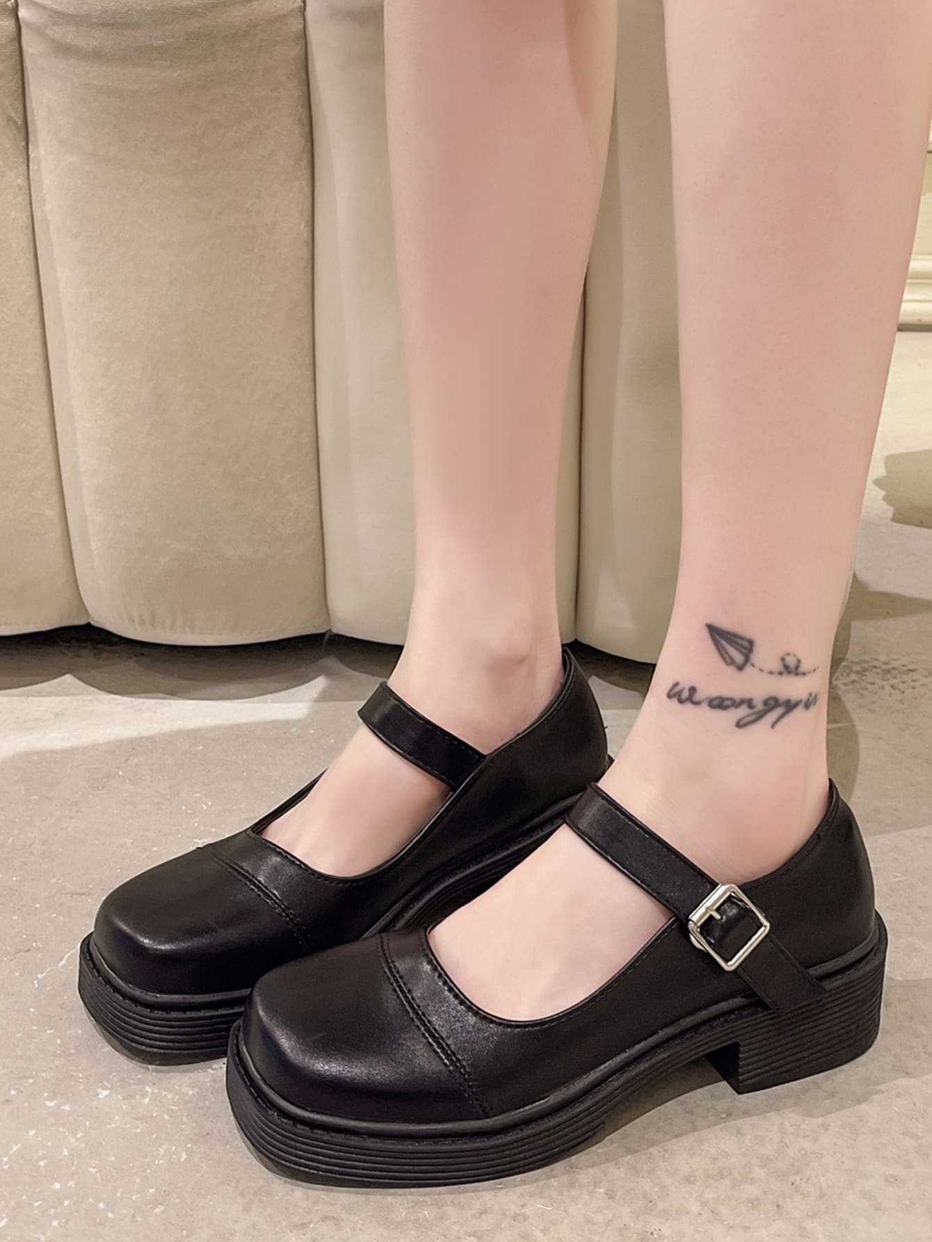 square toe mary jane platform