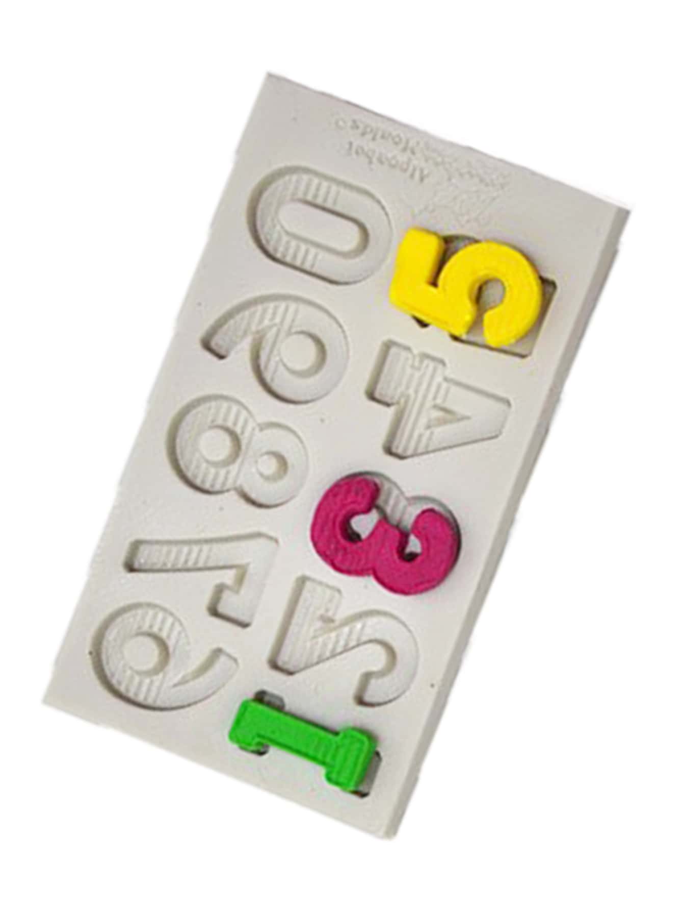 1入組數字巧克力模具矽膠字母模具糖果製作字母翻糖模具 - 灰色 - 查看 1