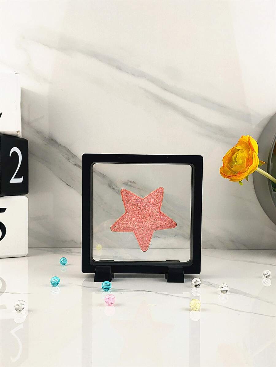 1pc Black Clear Floating 3D Film Display Stand Jewelry Storage Box