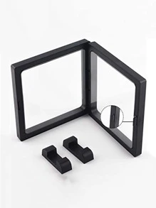 1pc Black Clear Floating 3D Film Display Stand Jewelry Storage Box - Black - View 9
