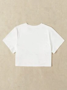 SHEIN EZwear Camiseta con estampado de letra y coche - Blanco - Ver 2