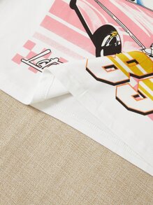 SHEIN EZwear Camiseta con estampado de letra y coche - Blanco - Ver 5