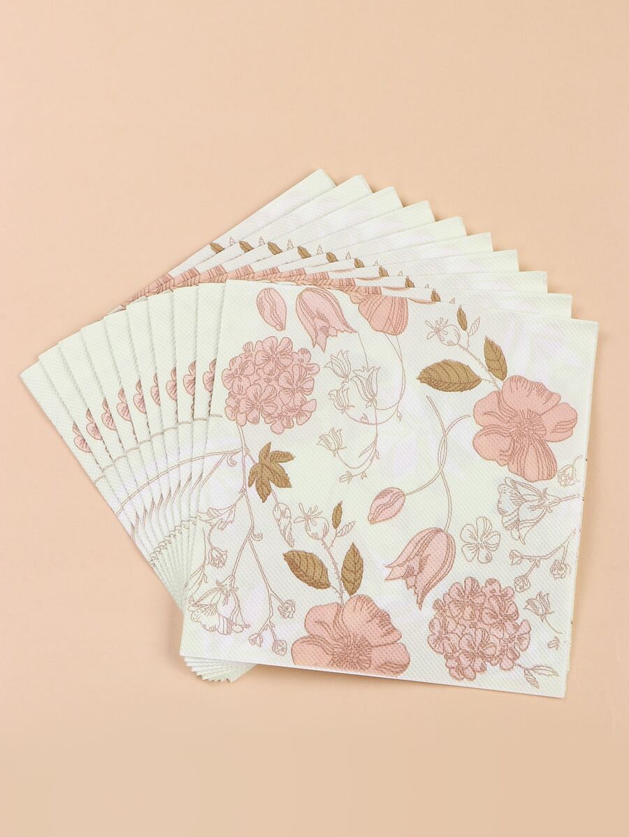 20pcs Floral Print Disposable Napkin - Multicolor - View 1