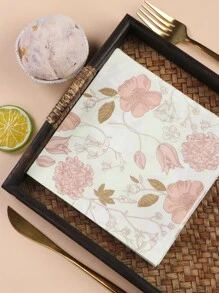 20pcs Floral Print Disposable Napkin - Multicolor - View 3