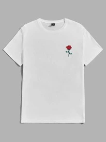 GENTILAND Men Floral Print Tee - White - View 1