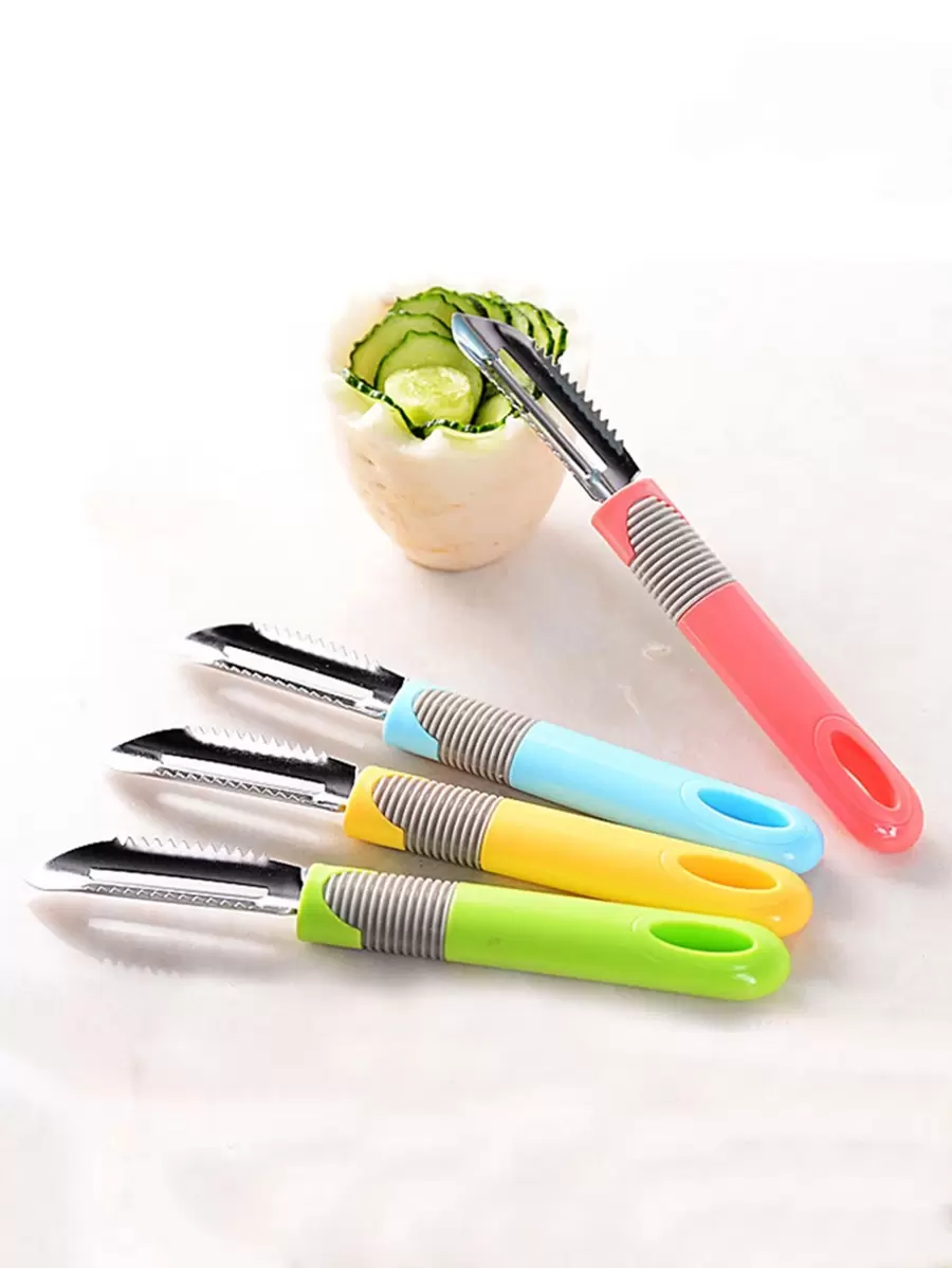 1pc Long Handle Random Color Vegetable Peeler, Multifunction Peeler For Kitchen