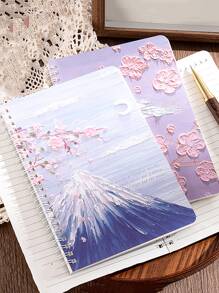 1pc Oil Painting Pattern Random Spiral Notebook - Multicolor - View 3