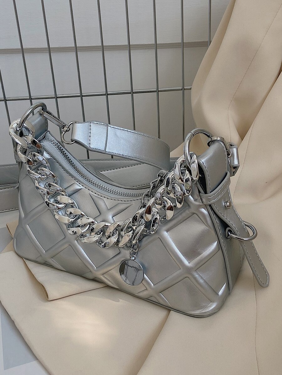 CONTAINEVERY Không thấm nước , Nhẹ , Thương vụ Hàng ngày Kim loại Dập nổi Hình học Trang trí chuỗi Cái túi Đối với Cô gái tuổi teen NỮ Cao đẳng Sinh viên , & Cổ cồn trắng Công nhân
工人 Hoàn hảo Cho văn phòng , Cao đẳng , Làm việc , Làm Việc  , Commute - Bạc - Xem 1