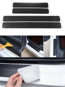 4 cái ngưỡng cửa ô tô dải bảo vệ chống dẫm đạp bằng sợi carbon - màu đen - Xem 4