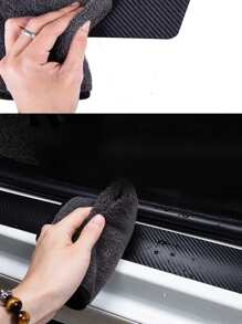 4 cái ngưỡng cửa ô tô dải bảo vệ chống dẫm đạp bằng sợi carbon - màu đen - Xem 6