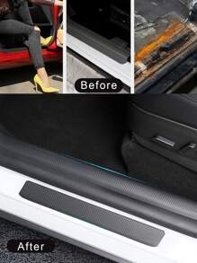 4 cái ngưỡng cửa ô tô dải bảo vệ chống dẫm đạp bằng sợi carbon - màu đen - Xem 7