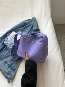 Bolsa cuadrada minimalista con tira ajustable - Morado - Ver 2