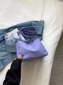 Bolsa cuadrada minimalista con tira ajustable - Morado - Ver 8