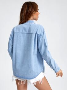 Camisa mezclilla de hombros caídos - Lavado ligero - Ver 3