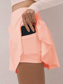 VUTRU女士經典網球裙，帶口袋和內置短褲，雙層防曬運動裙