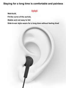 3.5MM Jack Deep Bass Dual-Unit Dynamic One-Key Line Control In-ear Headphone - Black - View 3