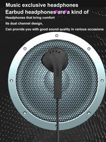 3.5MM Jack Deep Bass Dual-Unit Dynamic One-Key Line Control In-ear Headphone - Black - View 5