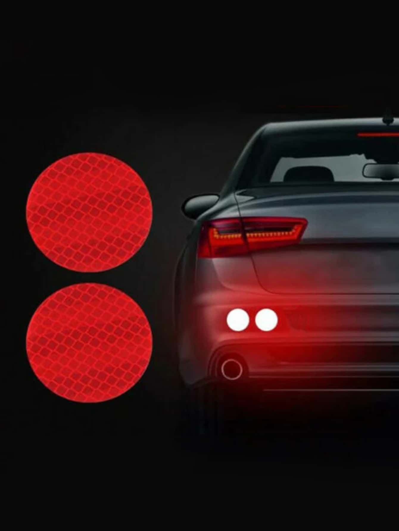 2 miếng dán xe phản chiếu tròn - Đỏ - Xem 1