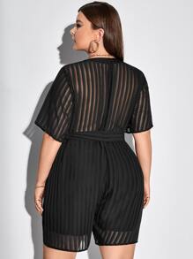 SHEIN Clasi Jumpsuit mit Streifen Muster, Gürtel