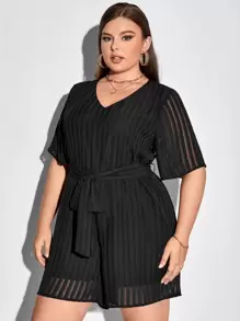 SHEIN Clasi Jumpsuit mit Streifen Muster, Gürtel